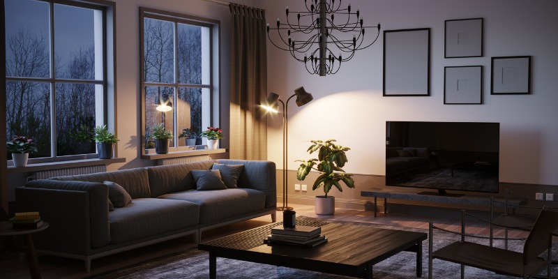 modern living room in Woodbridge home